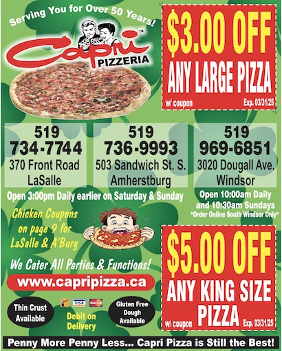 You are currently viewing Capri Pizzeria – LaSalle, Amherstburg & South Windsor